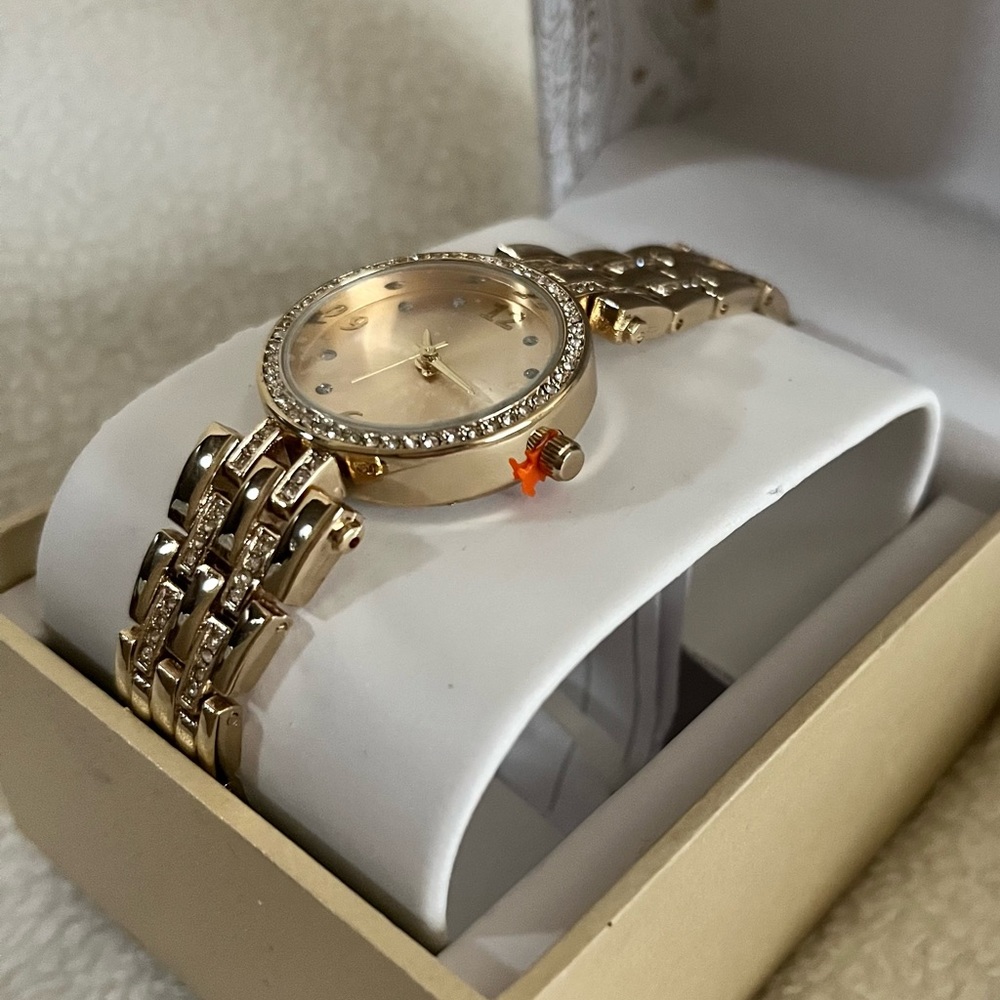 Gold Tone Rhinestone Watch - Picture 2 of 6